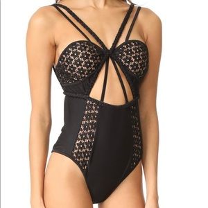 For the love and lemons black Samba Braide one piece swimsuit size xs